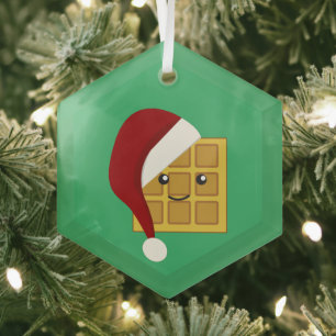 Christmas Waffle Glass Ornament