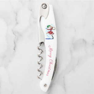 Christmas Waiter's Corkscrew Snowman and Girl