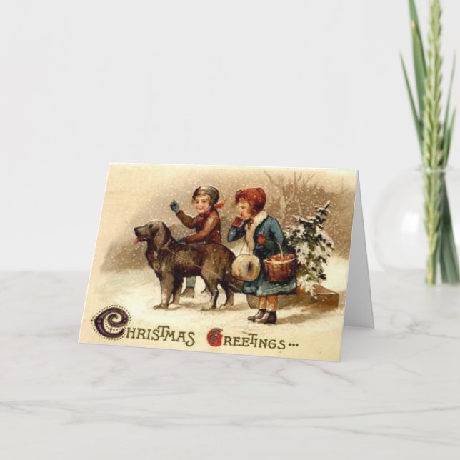 Christmas Walk with the Dog Holiday Card (Front)