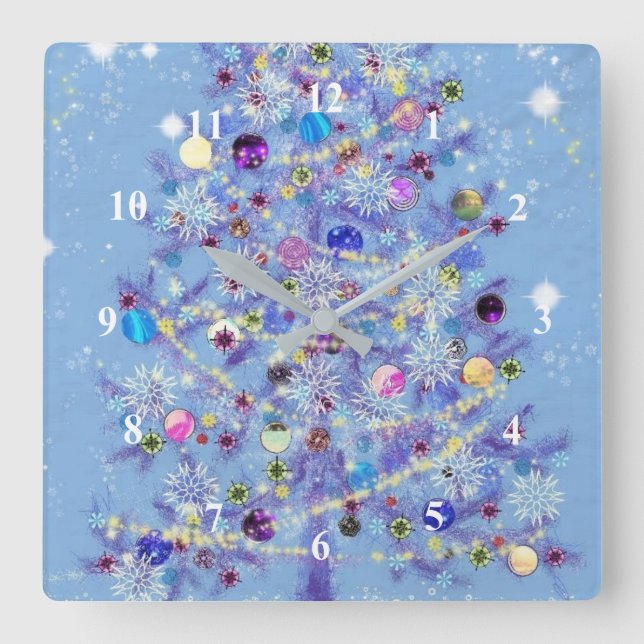 Christmas Wall Clock Beautiful Christmas Tree (Front)