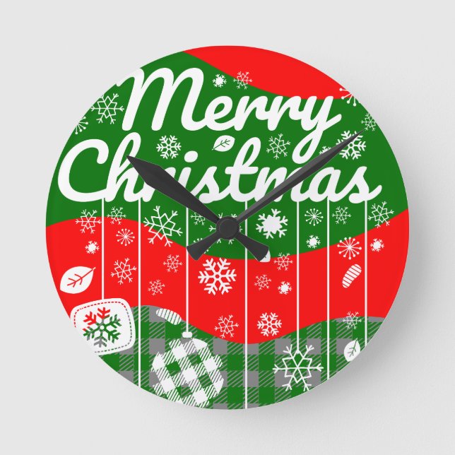 Christmas Wall Clock – White Ornaments (Front)