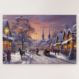Christmas Wallpaper Winter Village Noel Theme Jigsaw Puzzle
