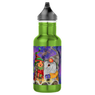 Christmas Water Bottle Couple Gnomes Singing