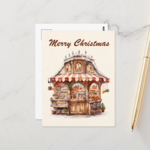 Christmas watercolor bakery add text postcard