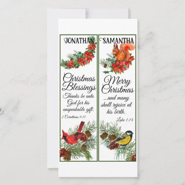 Christmas Watercolor Blessing Scripture Bookmarks Card (Front)