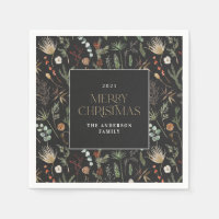 Christmas watercolor botanical floral dark moody