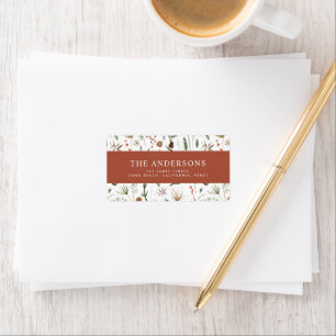 Christmas watercolor botanical floral terracotta label