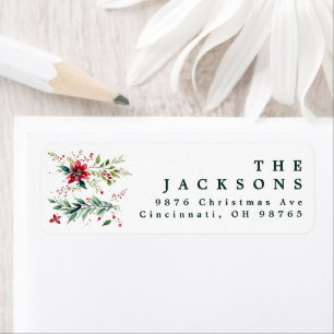 Christmas Watercolor Botanical Return Address 