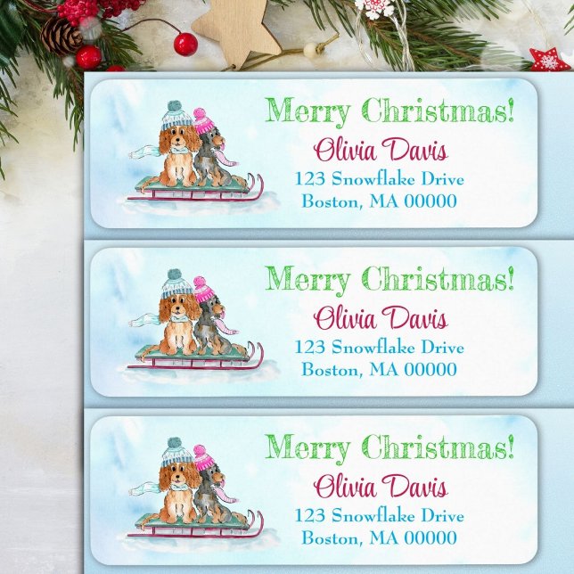 Christmas Watercolor Cavalier King Charles Sled (Creator Uploaded)