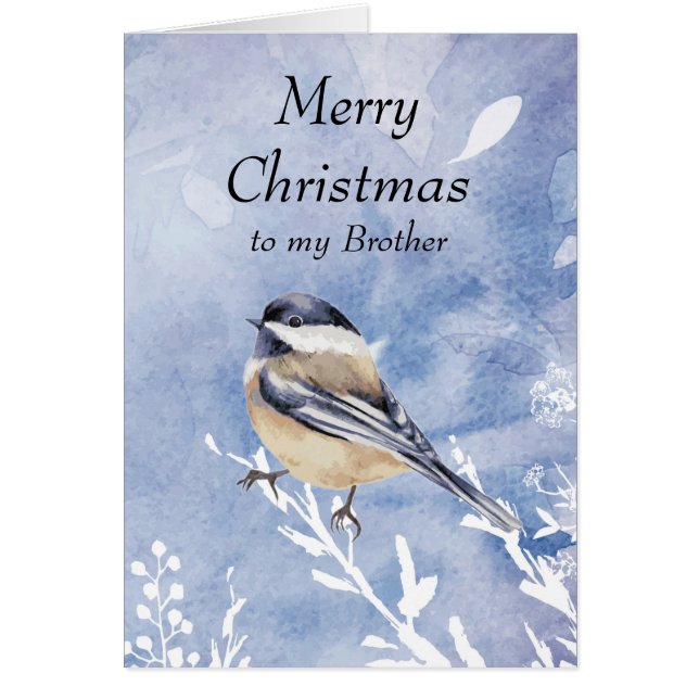 Christmas Watercolor Chickadee Bird Winter Brother (Front)