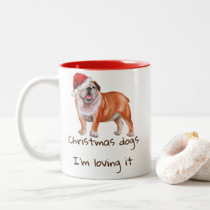 Christmas Watercolor Dog Gift Dogs Lover Two-Tone Coffee Mug