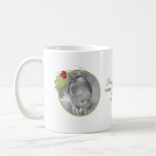 Christmas Watercolor Elegant Greenery Holly Berry Coffee Mug