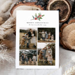 Christmas Watercolor Floral Five Photo Collage Holiday Card<br><div class="desc">Christmas Watercolor Floral Five Photo Collage Holiday Card features a beautiful watercolor illustration of seasonal greenery and holly berries,  along with five photos.</div>