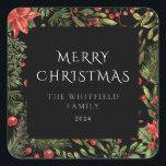 Christmas Watercolor Floral Greenery Family Square Sticker<br><div class="desc">Introducing our Custom Christmas Open House sticker that promises to spread holiday cheer and set the tone for your festive gathering! Our uniquely designed stickers captures the true essence of the holiday spirit. Adorned with vibrant greenery foliage, luscious berries, this sticker is the perfect way to adorn your gifts or...</div>