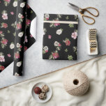 Christmas Watercolor Flower Black Wrapping Paper<br><div class="desc">Christmas Watercolor Flower Black</div>