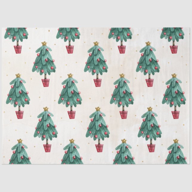 Christmas Watercolor GoldI Design 6 Tissue Paper (Front)