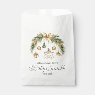 Christmas Watercolor Greenery Winter Baby Sprinkle Favour Bag