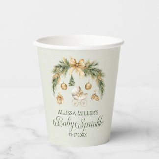Christmas Watercolor Greenery Winter Baby Sprinkle Paper Cups