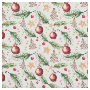 Christmas Watercolor Holidays Decoration Fabric