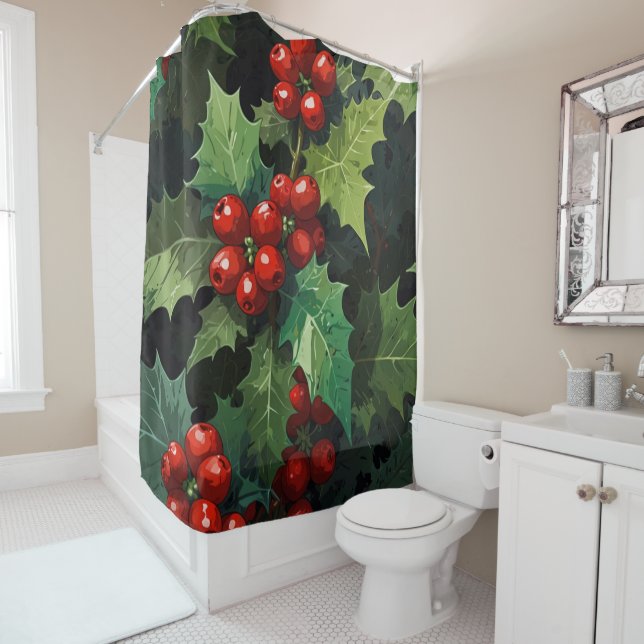 Christmas watercolor Holly berry leaves botanical  (In Situ)