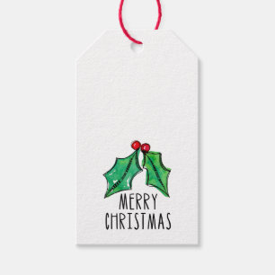 Christmas Watercolor Holly   Gift Tags