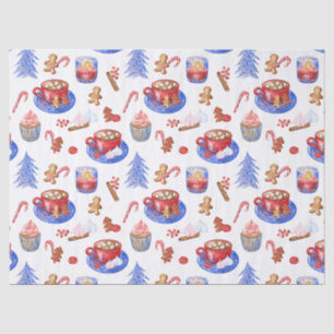 Christmas Watercolor Hot Chocolate and Sweets Tissue Paper