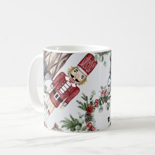 Christmas Watercolor Nutcracker Lantern Pattern Coffee Mug