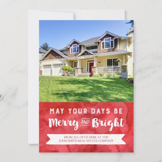 Christmas Watercolor Photo Card Real Estate (Front)