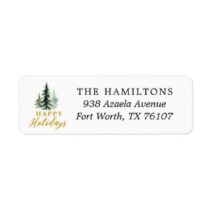 Christmas Watercolor Pine Tree Family Name