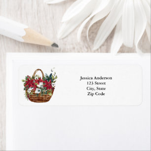 Christmas Watercolor Poinsettia Basket 