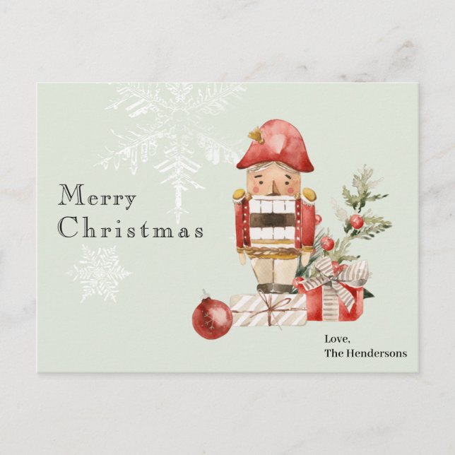 Christmas Watercolor Postcard Nutcracker (Front)