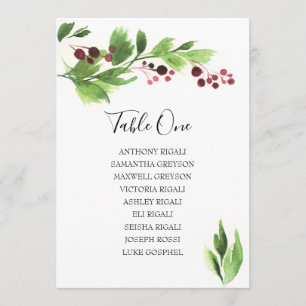 Christmas Watercolor Seating Chart Table Plan Invitation