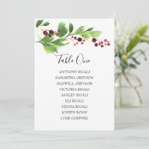 Christmas Watercolor Seating Chart Table Plan Invitation