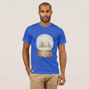 Christmas Watercolor Snow Globe Cabin T-Shirt