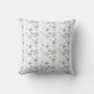 Christmas Watercolor Snowflakes Pattern Throw Pillow