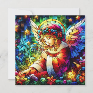Christmas Watercolor Stained Glass Greeting Card