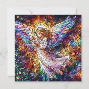 Christmas Watercolor Stained Glass Greeting Card