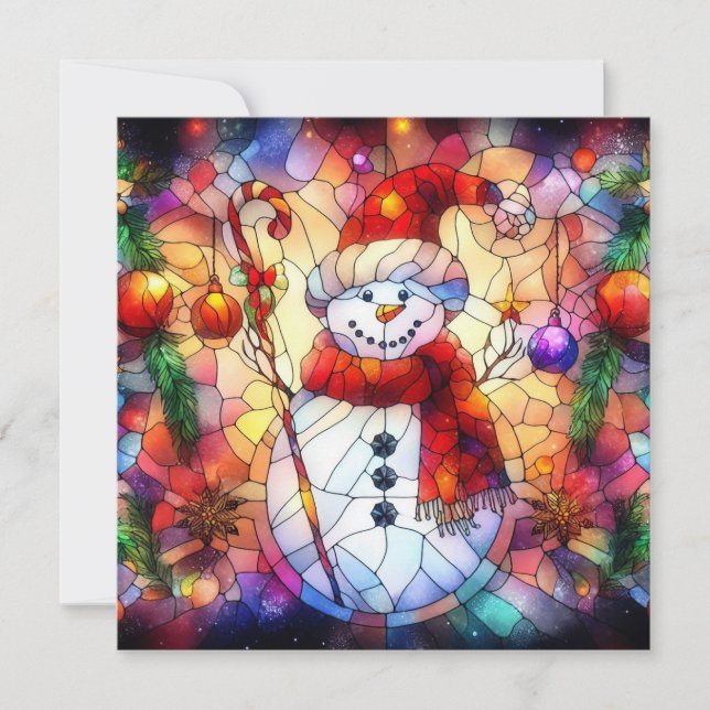 Christmas Watercolor Stained Glass Greeting Card (Front)