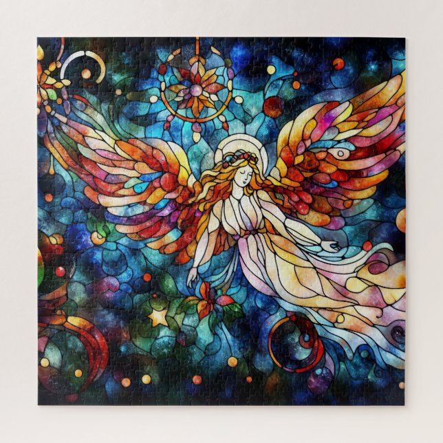 Christmas Watercolor Stained Glass Puzzle (Vertical)