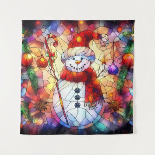 Christmas Watercolor Stained Glass Tapestry