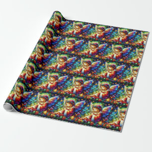 Christmas Watercolor Stained Glass Wrapping Paper