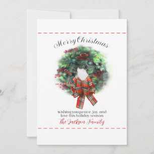 Christmas watercolor style wreath elegant classic  holiday card