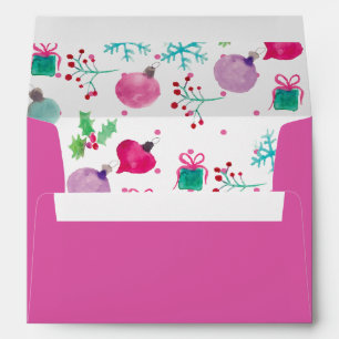Christmas Watercolor Theme Holiday Envelope