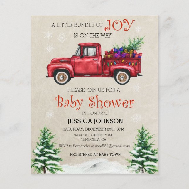 Christmas Watercolor Truck Baby Shower Bundle Joy  Flyer (Front)