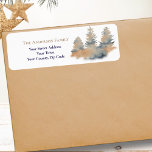 Christmas Watercolor Winter Forest Fir Trees Name<br><div class="desc">Christmas Watercolor Peach & Navy Winter Forest Fir Trees Name & Return Address Label.</div>