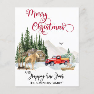Christmas Watercolor Winter Truck Moose Budget