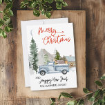 Christmas Watercolor Winter Vintage Truck Woodland Holiday Card<br><div class="desc">This design may be personalized in the area provided by changing the photo and/or text. Or it can be customized by choosing the click to customize further option and delete or change the colour of the background, add text, change the text colour or style, or delete the text for an...</div>