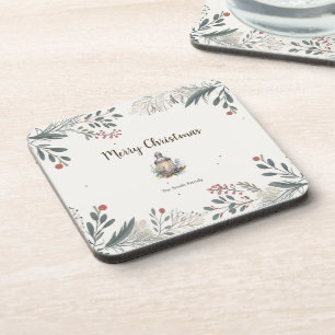 Christmas Watercolour Greetings Coaster