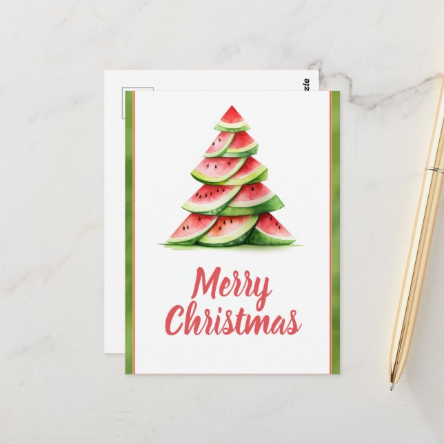 Christmas Watermelon Tree Postcard (Front/Back In Situ)