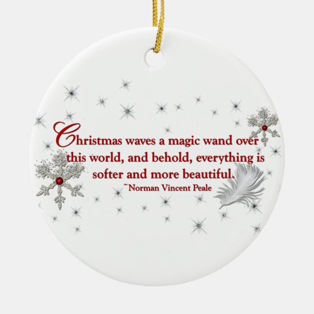 Christmas Waves a Magic Wand Ceramic Ornament (Front)